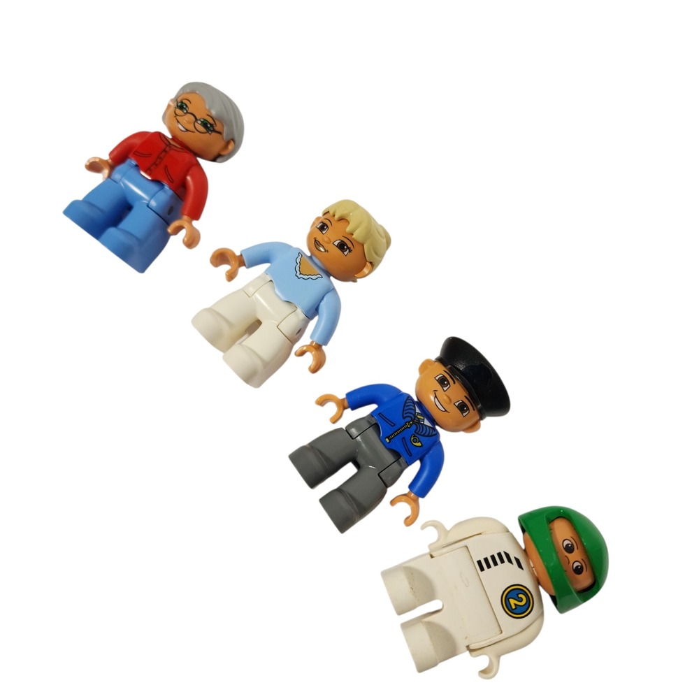 LEGO Duplo Figures Grandma‎ Mom Policeman Race Car Driver Set Lot - Picture 4 of 5